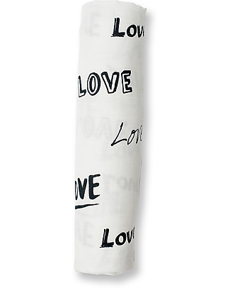 Lulujo Baby Swaddle Blanket 120 x 120 cm, Love - Bamboo muslin Swaddles