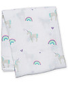 Lulujo Baby Swaddle Blanket 120 x 120 cm, Unicorns - 100% cotton muslin Muslin Swaddle