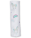 Lulujo Baby Swaddle Blanket 120 x 120 cm, Unicorns - 100% cotton muslin Muslin Swaddle