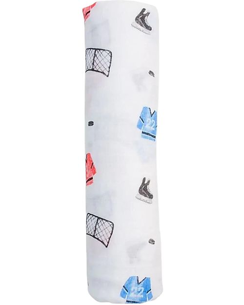 Lulujo Baby Swaddle Blanket 120x120 cm - Hockey - Cotton and Bamboo Viscose Muslin Swaddle