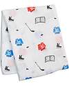 Lulujo Baby Swaddle Blanket 120x120 cm - Hockey - Cotton and Bamboo Viscose Muslin Swaddle