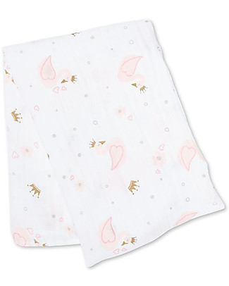 Lulujo Baby Swaddle Blanket 120x120 cm - Swan - 100% Cotton Muslin Muslin Swaddle