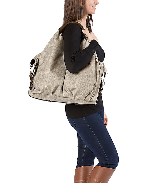 Lässig Neckline Green Label Changing Bag, Choco Melange - Lots of accessories, 100% recycled Diaper Changing Bags