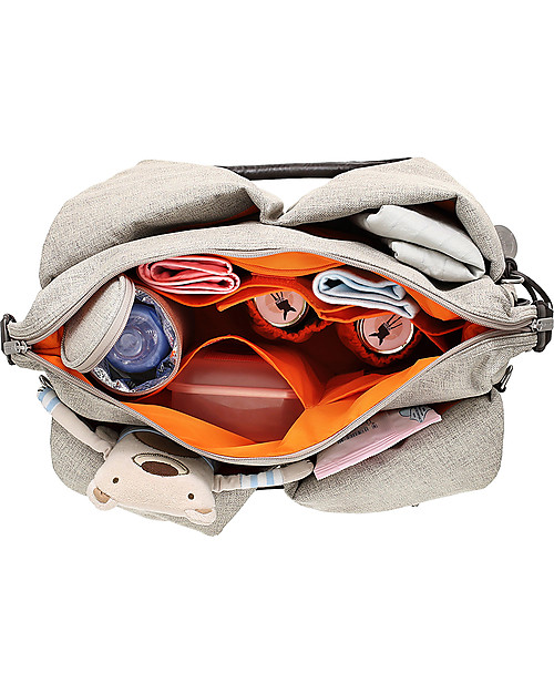 Lässig Neckline Green Label Changing Bag, Choco Melange - Lots of accessories, 100% recycled Diaper Changing Bags