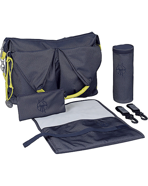 Lässig Neckline Green Label Changing Bag, Denim - Lots of accessories, 100% recycled Diaper Changing Bags