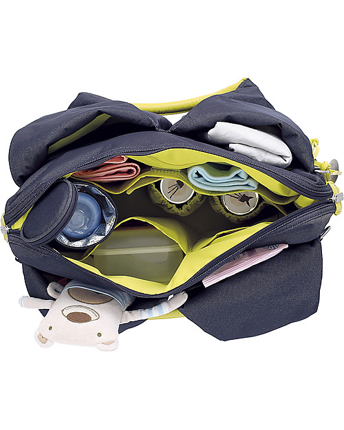 Lässig Neckline Green Label Changing Bag, Denim - Lots of accessories, 100% recycled Diaper Changing Bags