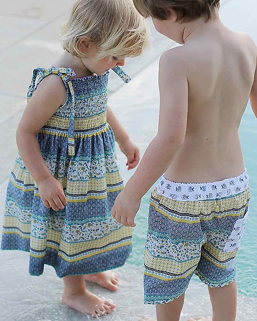 Maghi e Maci Firenze Boy's Swim Trunks, Liberty - 100% Cotton, Hand Made in Florence Swimming Trunks