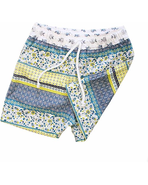 Maghi e Maci Firenze Boy's Swim Trunks, Liberty - 100% Cotton, Hand Made in Florence Swimming Trunks