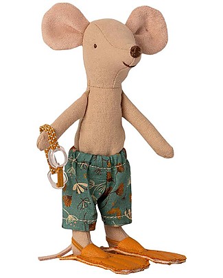 Maileg Beach Mice - Big Brother - with Cabine de Plage - 15,5 cm Soft Toys