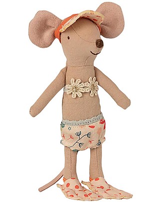 Maileg Beach Mice - Big Sister - with Cabine de Plage - 15,5 cm Puppets