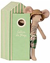 Maileg Beach Mice - Dad - with Cabine de Plage - 17,5 cm Puppets