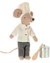Maileg Chef mouse with Soup Pot and Spoon - 13 cm - for Maileg Doolhouse Puppets