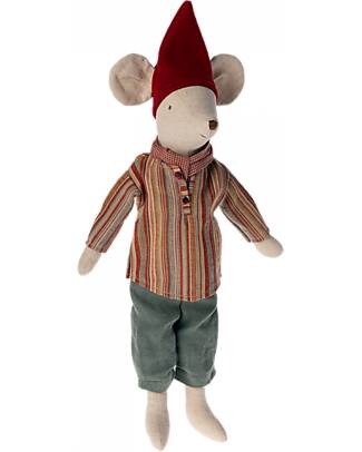 Maileg Christmas Mouse - Medium - Boy - Height 37 cm Puppets