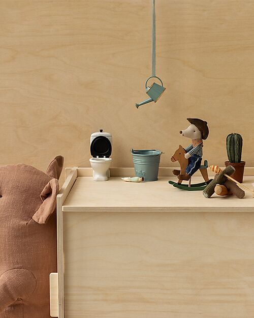 Maileg Cowboy Mouse on Rocking Horse - Little Brother - Height 11 cm Puppets