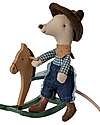 Maileg Cowboy Mouse on Rocking Horse - Little Brother - Height 11 cm Puppets