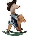 Maileg Cowboy Mouse on Rocking Horse - Little Brother - Height 11 cm Puppets
