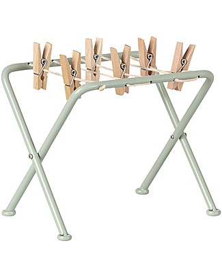 Maileg Drying rack with Pegs - Wood and Metal - 10 cm Dolls Accessories
