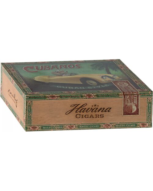 Maileg Grandma and Grandpa Mice in Cigar Box - Blue - Height 17 cm Puppets