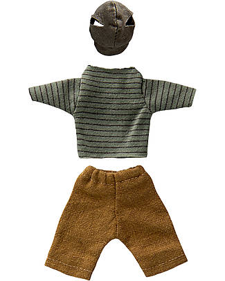 Maileg Hat Sweater and Pants for Daddy Mouse - Cotton and Linen Puppets