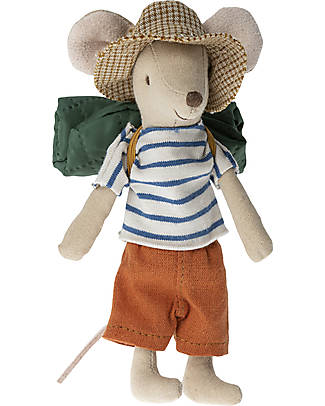 Maileg Hiker Mouse - Big Brother - with Sleeping Bag - 12 cm Soft Toys