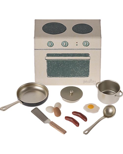 Maileg Kitchen Set - 8 cm - for Maileg Mouse House - Eggs and Sausages Utensils Puppets