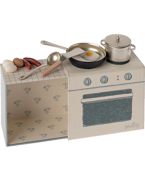 Maileg Kitchen Set - 8 cm - for Maileg Mouse House - Eggs and Sausages Utensils Puppets