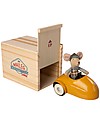 Maileg Mouse with Vintage Yellow Car and Garage - 10 cm Puppets