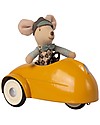 Maileg Mouse with Vintage Yellow Car and Garage - 10 cm Puppets