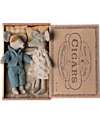 Maileg Mum and Dad Mmice in Cigarbox - Light Blue - 17 cm Height Puppets