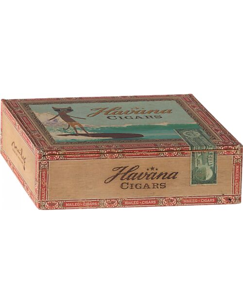 Maileg Mum and Dad Mmice in Cigarbox - Light Blue - 17 cm Height Puppets