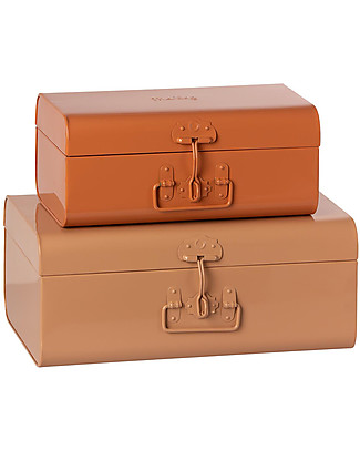Maileg Set 2 Storage Suitcases - Powder and Pink Suitcases for Games