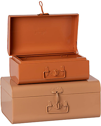 Maileg Set 2 Storage Suitcases - Powder and Pink Suitcases for Games