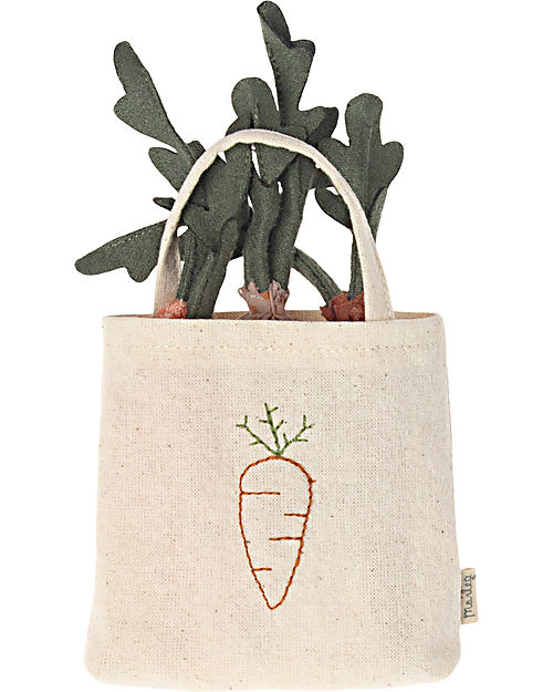 Maileg Set 3 Carrots with Mini Shopping Bag - 14x8 cm Puppets