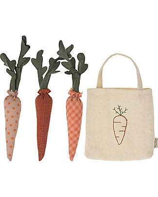 Maileg Set 3 Carrots with Mini Shopping Bag - 14x8 cm Story Making Games