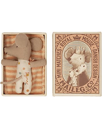Maileg Sleepy/Wakey Baby Mouse in MatchBox - 8 cm - Girl Soft Toys