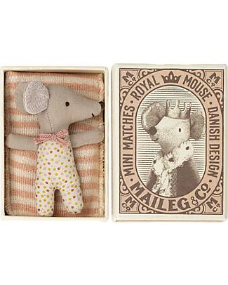 Maileg Sleepy/Wakey Baby Mouse in Matchbox - Pink - 10cm - Vintage Design! Puppets