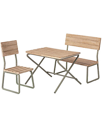 Maileg Small Garden Set - Table with Bench and Chair - 9 cm Story Making Games