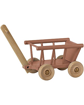 Maileg Small Wooden Wagon - 11 cm - Dusty Rose Dolls Accessories