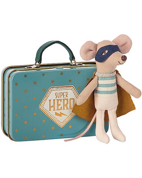 Maileg SuperHero Mouse, in Suitcase - 10 cm Puppets
