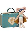 Maileg SuperHero Mouse, in Suitcase - 10 cm Puppets