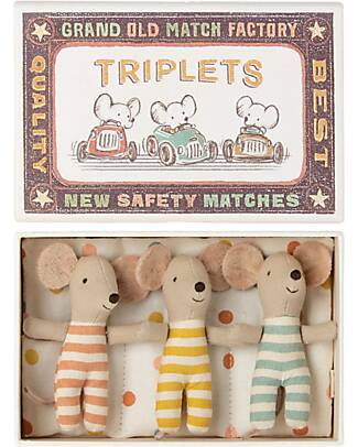 Maileg Three Mouse Siblings in Matchbox - 8 cm Puppets