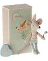 Maileg Tooth Fairy Mouse in Matchbox - Little Brother - Light Blue - 11 cm Puppets
