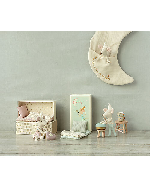 Maileg Tooth Fairy Mouse in Matchbox - Little Brother - Light Blue - 11 cm Puppets