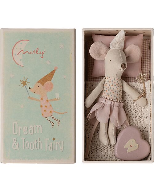 Maileg Tooth Fairy Mouse in Matchbox - Little Sister - Pink - 11 cm Puppets