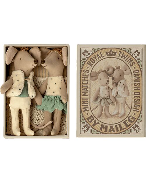 Maileg Twin Mice - Little Sister and Little Brother in Matchbox - 11 cm Puppets