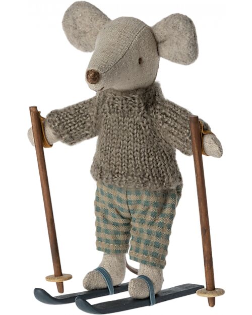 Maileg Winter Mouse  - Big Brother - with ski - Height 13 cm Puppets