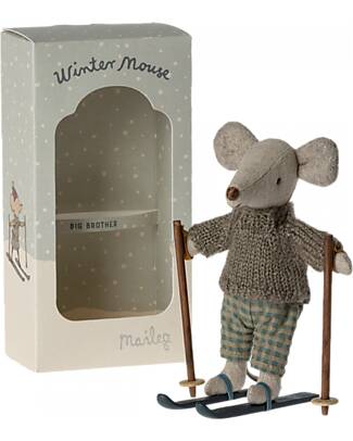 Maileg Winter Mouse - Big Brother - with ski - Height 13 cm Puppets