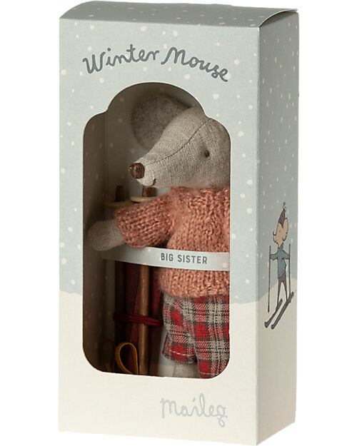 Maileg Winter Mouse  - Big Sister - with ski - Height 13 cm Puppets