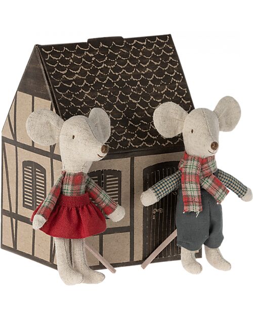 Maileg Winter Twin Mice - Brother and Sister - Height 13 cm Puppets