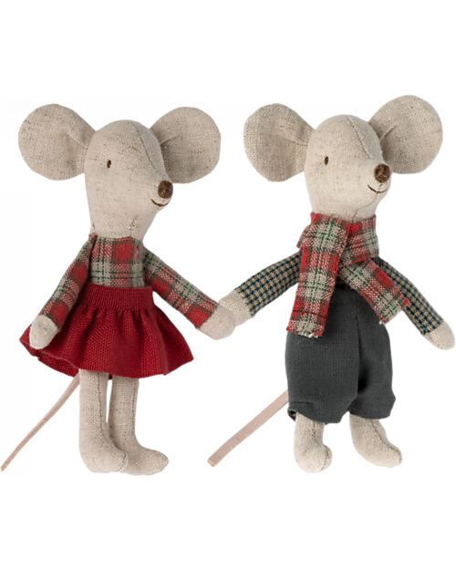 Maileg Winter Twin Mice - Brother and Sister - Height 13 cm Puppets